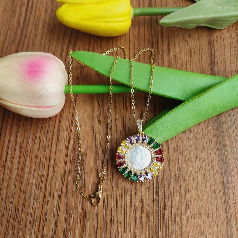 Pendant Necklaces Wholesale Price 26.5mm Natural Vrigin Of Guadalupe Mother Pearl With Colorful CZ Necklace For Girl & Gift
Pendant Necklaces Wholesale Price 26.5mm Natural Vrigin Of Guadalupe Mother Pearl With Colorful CZ Necklace For Girl & Gift