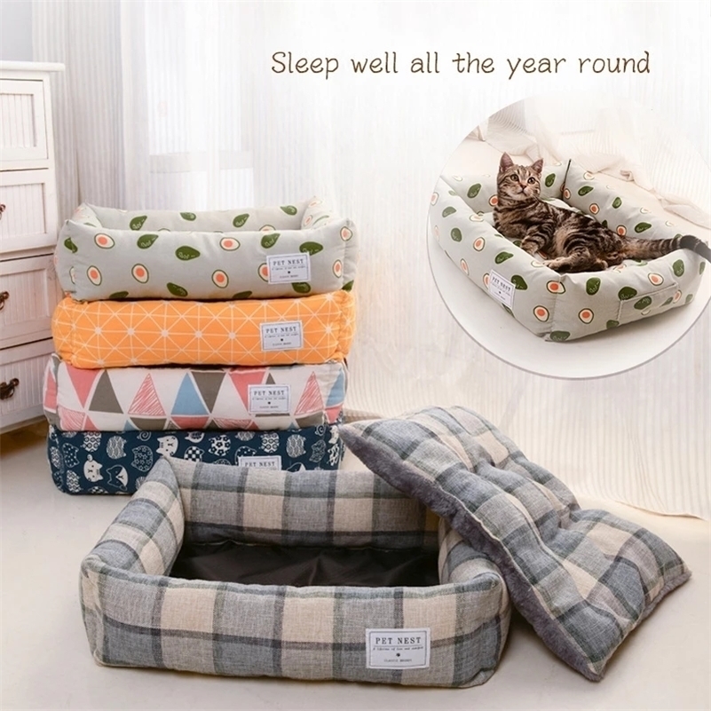 kennels pens Soft Sofa Dog Beds Warm Pet Mat for Puppy Cool Cushion Sleeping Nest Bed Removable Cozy Cat House Baskets Kennel 221108