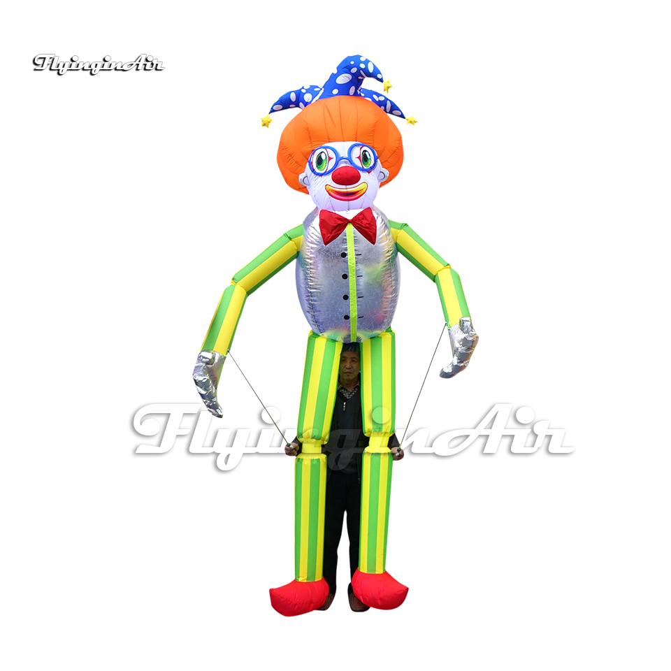 Parade Performance Walking Inflatable Clown Puppet 3.5m Multi-style Costumes Adult Waving Blow Up Clown Marionette For Event