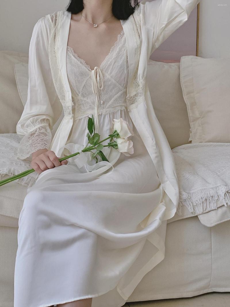 Women's Sleepwear Sexy Pajama Women Ice Ribbon Chest Pad Lace Two-piece Robe Pure Nightgown Bride Morning Gown Home Clothes Set Can Worn, White
Women's Sleepwear Sexy Pajama Women Ice Ribbon Chest Pad Lace Two-piece Robe Pure Nightgown Bride Morning Gown Home Clothes Set Can Worn, White