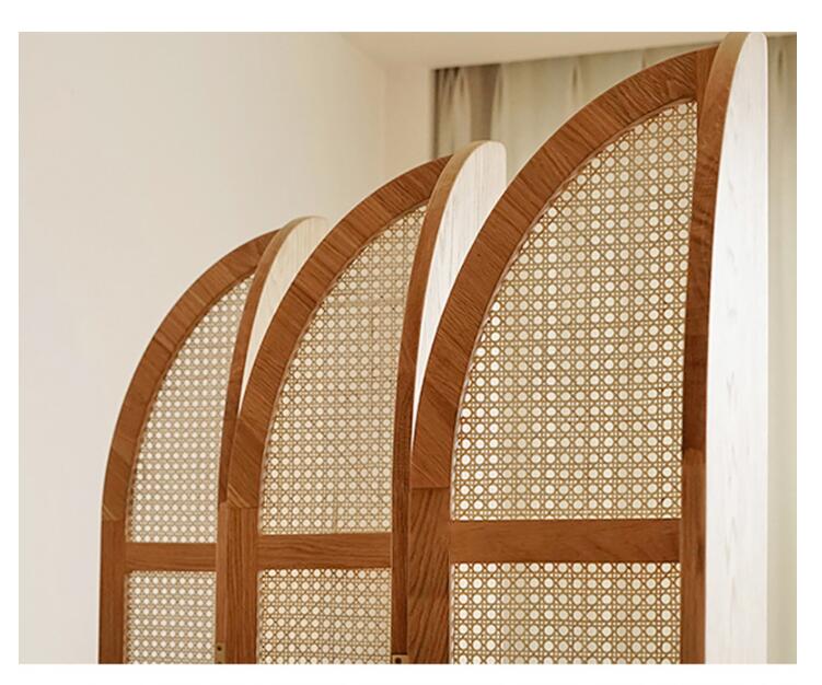 Screens blocks living room solid wood folding screen the rattan woven hollow partition modern simple log foldings seat Dividers