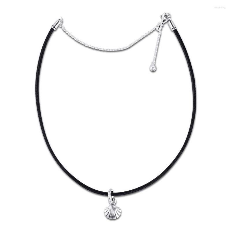Chains Summer Genuine 925 Sterling Silver Black Leather Seashell Choker Necklaces For Women Original Pendants Necklace Jewelry Gift
Chains Summer Genuine 925 Sterling Silver Black Leather Seashell Choker Necklaces For Women Original Pendants Necklace Jewelry Gift