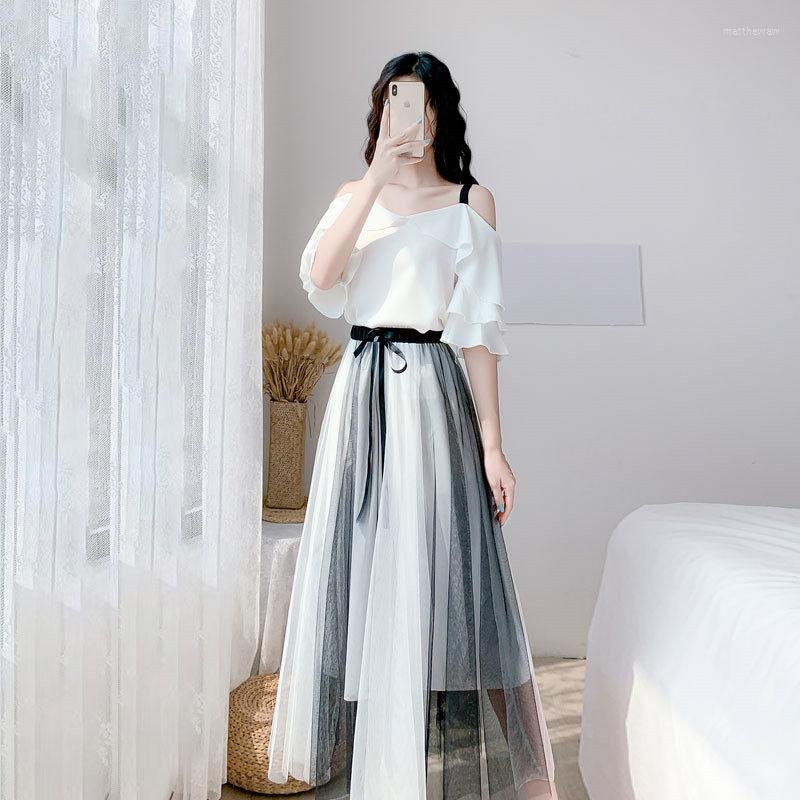 Work Dresses Summer Temperament Off Shoulder Design Top Fashion Skirt Two Piece Suit 2022 Slash Neck Shirt Hit Color Mesh Women Set, Black
Work Dresses Summer Temperament Off Shoulder Design Top Fashion Skirt Two Piece Suit 2022 Slash Neck Shirt Hit Color Mesh Women Set, Black