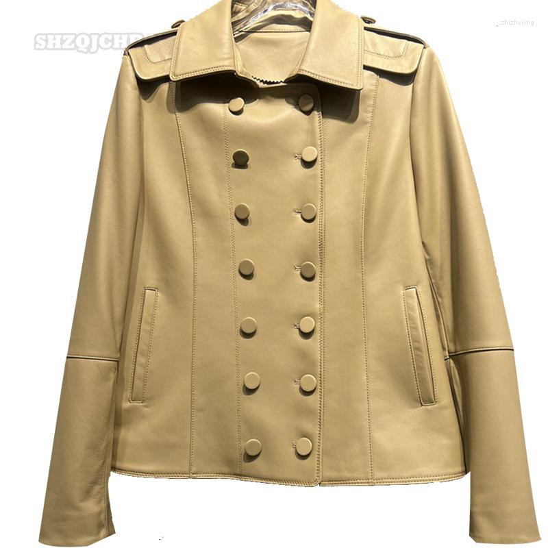 Women' Leather 2022Genuine Coat Autumn Winter Fashion Style Double Row Button Shoulder Strap Sheepskin Short For Women, Black
Women' Leather 2022Genuine Coat Autumn Winter Fashion Style Double Row Button Shoulder Strap Sheepskin Short For Women, Black