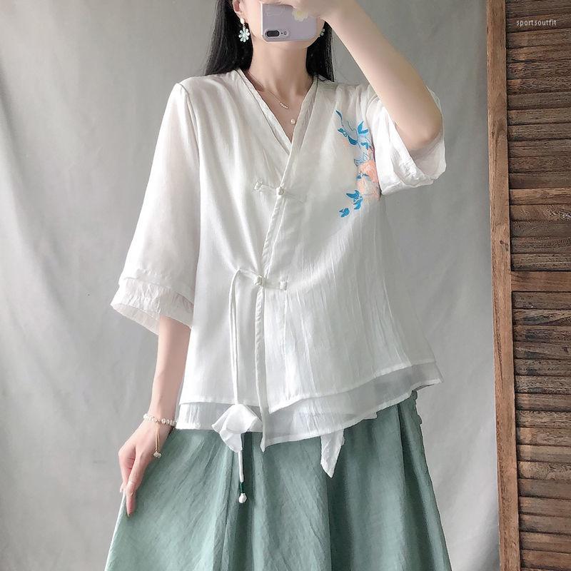 Women's Blouses Arrival Summer Women V-neck Three Quarter Sleeve Casual Blouse Cotton Linen Floral Flare Shirts P246, Green
Women's Blouses Arrival Summer Women V-neck Three Quarter Sleeve Casual Blouse Cotton Linen Floral Flare Shirts P246, Green