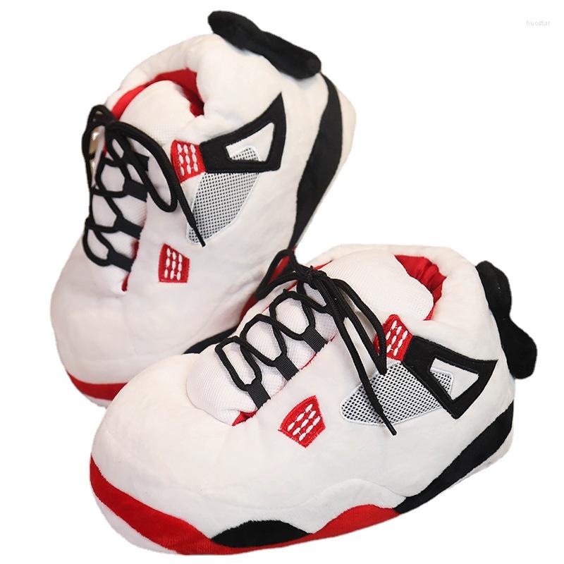 Slippers Fluffy Plush Basketball Slipper Winter Sneaker Home Shoes Men/Women House or Sliders Indoor Slides Funny