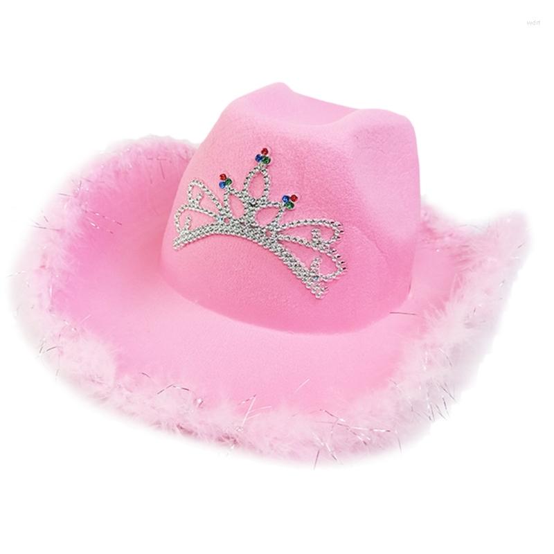 Berets M2EA Cowboy Hat Birthday Party Hats Cowgirl Women Performance Feather Trim For Adults Cosplay, Pink edge
Berets M2EA Cowboy Hat Birthday Party Hats Cowgirl Women Performance Feather Trim For Adults Cosplay, Pink edge
