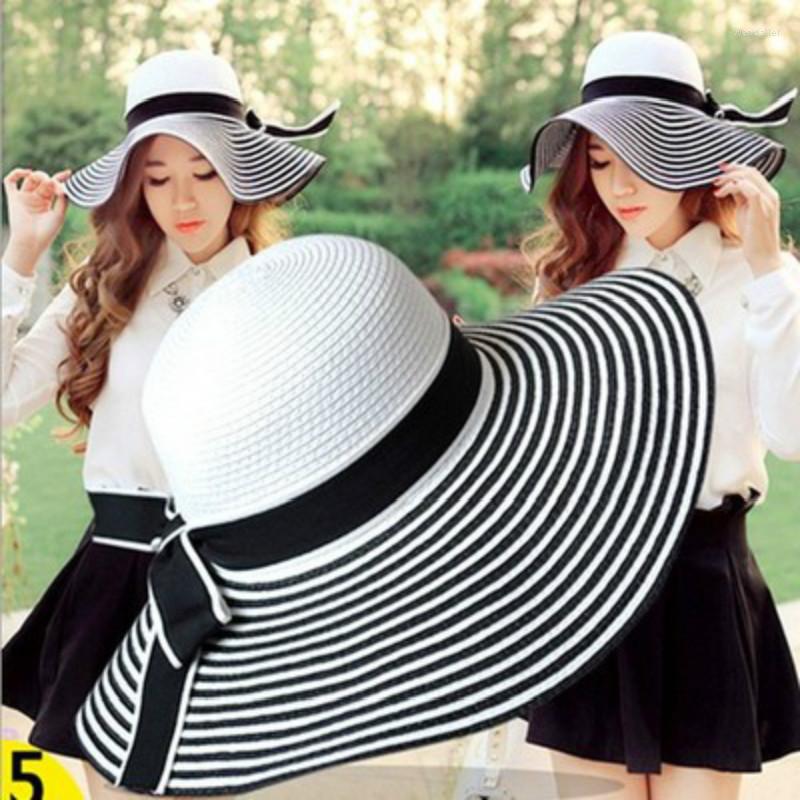 Wide Brim Hats Female Hat Summer Sun Protection Black And White Striped Bowknot Straw Women Holiday Travel Cool Sunscreen Beach Cap H183, Stylea
Wide Brim Hats Female Hat Summer Sun Protection Black And White Striped Bowknot Straw Women Holiday Travel Cool Sunscreen Beach Cap H183, Stylea