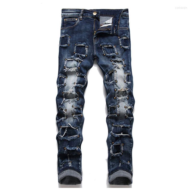 Men's Jeans Mcikkny Men Punk Style Rivet Casual Pants Ripped Straight Streetwear Washed Denim Trousers Pathchwork Slim Fit, Blue
Men's Jeans Mcikkny Men Punk Style Rivet Casual Pants Ripped Straight Streetwear Washed Denim Trousers Pathchwork Slim Fit, Blue