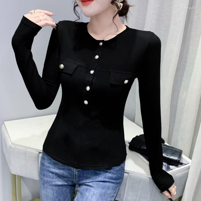 Women's T Shirts #8878 Black White Khaki Long Sleeve Shirt Women Single Breasted Women's T-shirt O Neck Sexy Slim Elastic Cotton Tight
Women's T Shirts #8878 Black White Khaki Long Sleeve Shirt Women Single Breasted Women's T-shirt O Neck Sexy Slim Elastic Cotton Tight