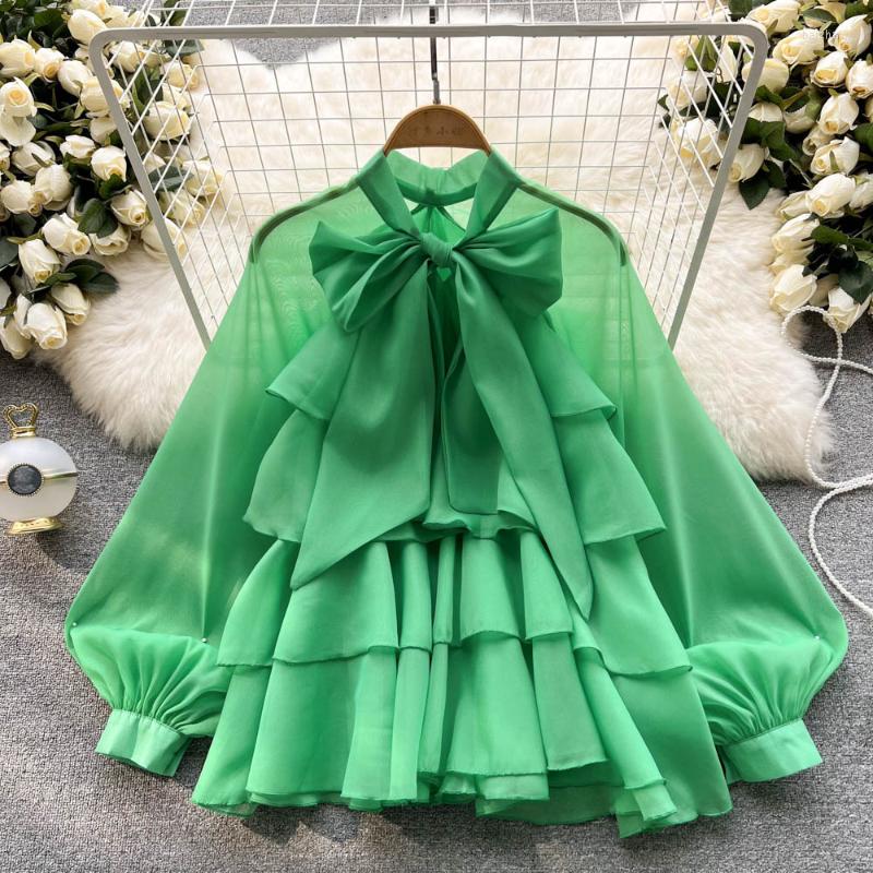 Women's Blouses Female Spring Elegant Long Sleeve Tiered Chiffon Shirt Sweet Sheer Bowknot Casual Loose Blouse, Yellow
Women's Blouses Female Spring Elegant Long Sleeve Tiered Chiffon Shirt Sweet Sheer Bowknot Casual Loose Blouse, Yellow