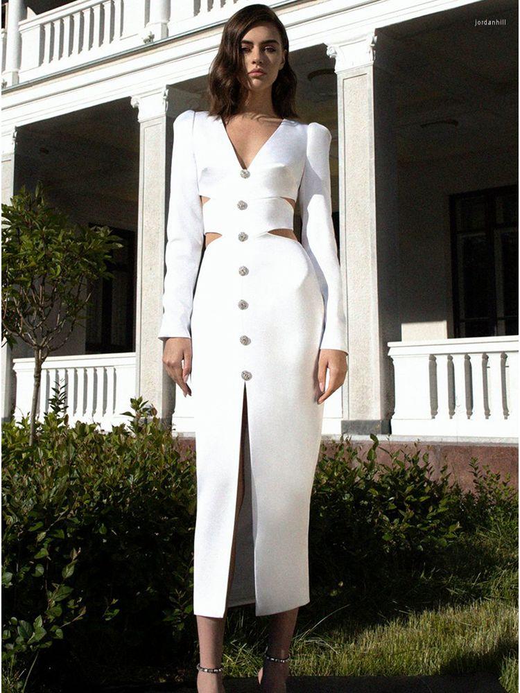 Casual Dresses 2022 Winter Long Sleeve Maxi Bandage Dress Sexy White V-Neck Hollow Out Diamond Button Evening Club Celebrity Party, Black
Casual Dresses 2022 Winter Long Sleeve Maxi Bandage Dress Sexy White V-Neck Hollow Out Diamond Button Evening Club Celebrity Party, Black
