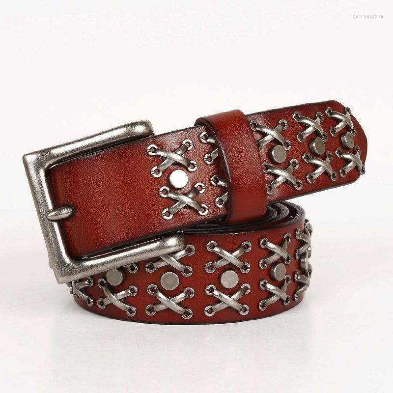 Belts Handmade Genuine Leather Strap Women Men Cowhide Vintage Buckle Hollow Out Rivets Belt Nightclub Knight, Black
Belts Handmade Genuine Leather Strap Women Men Cowhide Vintage Buckle Hollow Out Rivets Belt Nightclub Knight, Black
