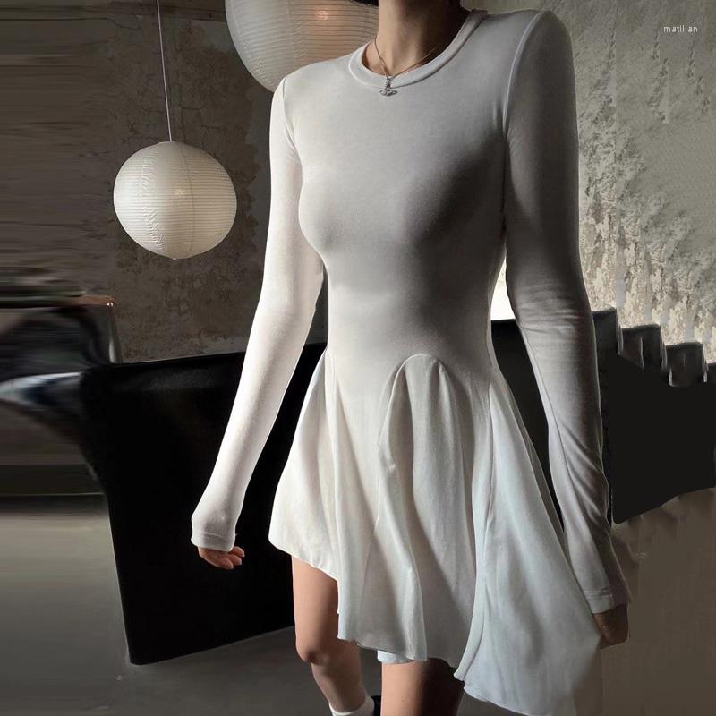 Casual Dresses 2022 Early Autumn Long-sleeved All-match Short Skirt Solid Color Stitching Large Swing High Waist Slim Temperament Dress, White
Casual Dresses 2022 Early Autumn Long-sleeved All-match Short Skirt Solid Color Stitching Large Swing High Waist Slim Temperament Dress, White