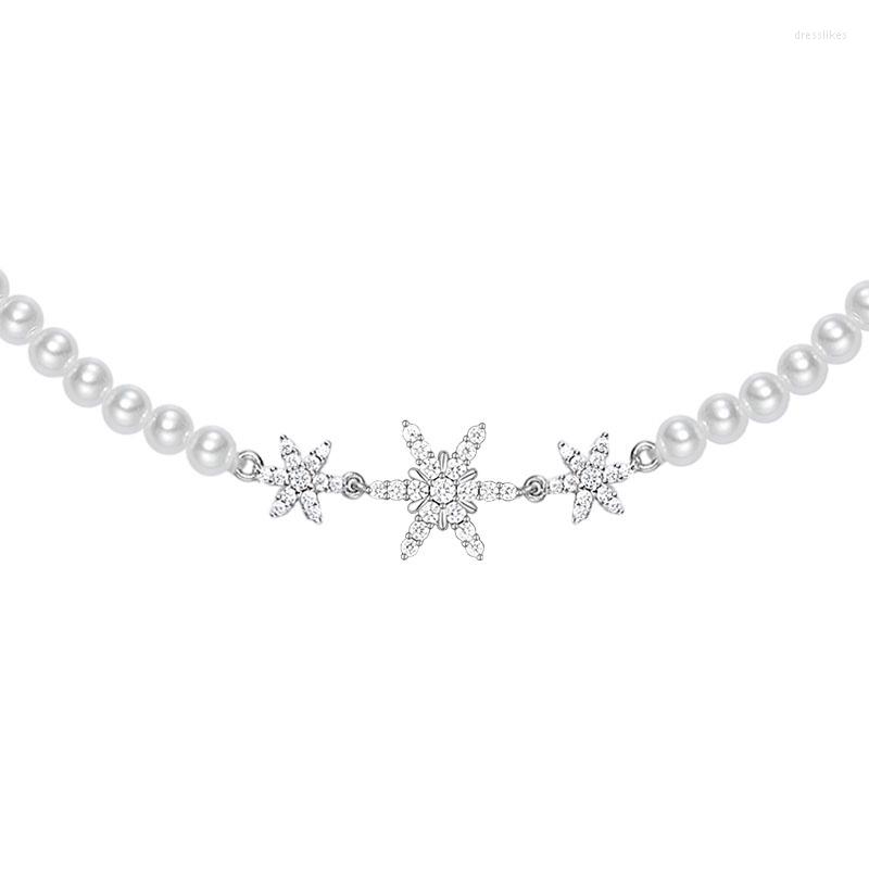 Chains Fashion Real 925 Sterling Silver Elegant Snowflake Pearls Necklace With Zirconia Women Fine Jewelry
Chains Fashion Real 925 Sterling Silver Elegant Snowflake Pearls Necklace With Zirconia Women Fine Jewelry