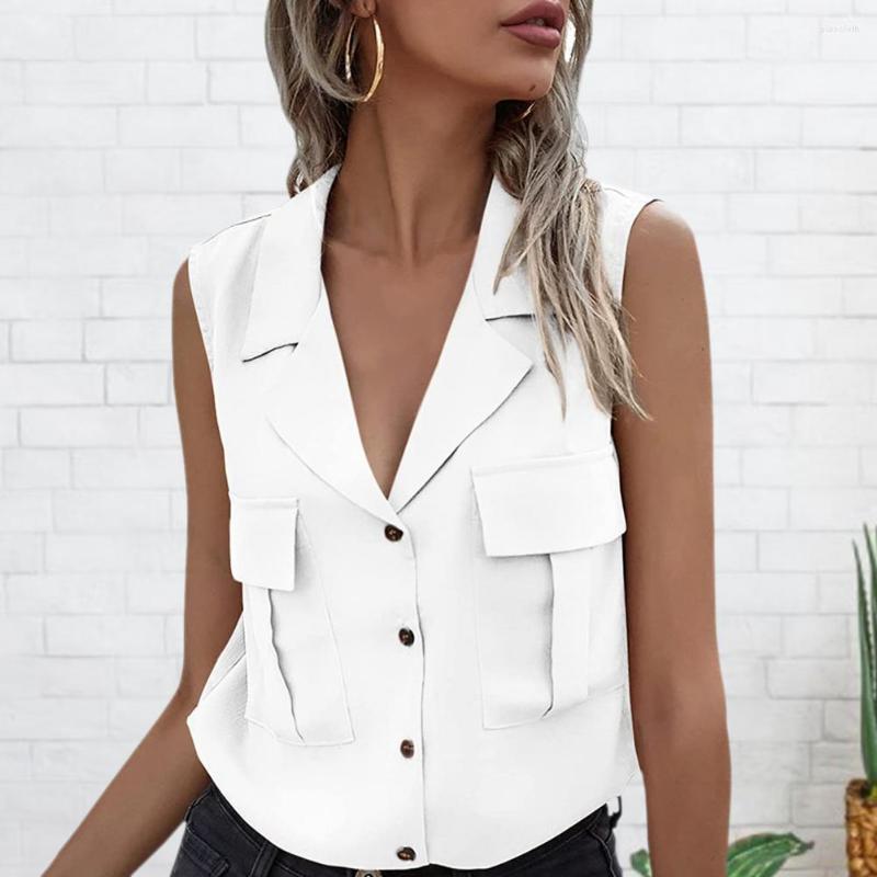 Women' Blouses Women Chiffon Sleeveless Shirt Lapel Collar Pocket Black/White Loose Fit Button Closure Cardigan Solid Tank Top Summer
Women' Blouses Women Chiffon Sleeveless Shirt Lapel Collar Pocket Black/White Loose Fit Button Closure Cardigan Solid Tank Top Summer