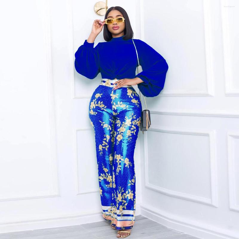 Women's Two Piece Pants Set Fall Winter Big Size Women's Long Sleeve Top Print Fashion Bazin Famous Suit Office Lady Outfits, Blue
Women's Two Piece Pants Set Fall Winter Big Size Women's Long Sleeve Top Print Fashion Bazin Famous Suit Office Lady Outfits, Blue