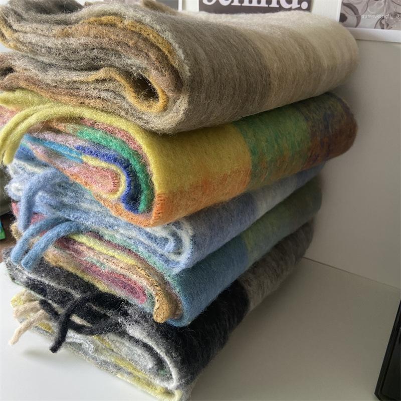 Scarves Real Mohair Scarf Multicolor Tartan Plaid Cashmere Tassel Women Winter Pashmina Shawls Thick Warm Wraps
Scarves Real Mohair Scarf Multicolor Tartan Plaid Cashmere Tassel Women Winter Pashmina Shawls Thick Warm Wraps