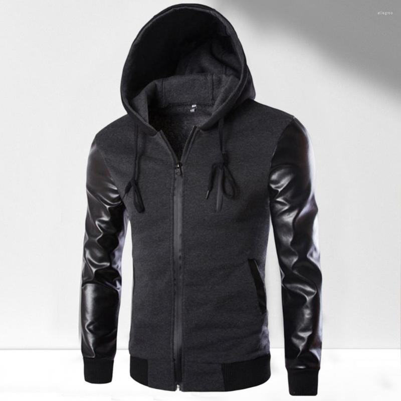 Men's Hoodies Men Coat Male Windbreaker Faux Leather Sleeve Windproof Slim Fit Patchwork, Black
Men's Hoodies Men Coat Male Windbreaker Faux Leather Sleeve Windproof Slim Fit Patchwork, Black