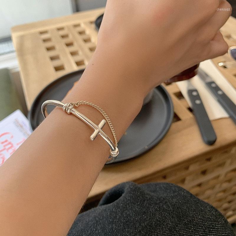 Bangle Xxixx 925 Sterling Silver Simple Cross Bracelets Fashion Trend Geometry Jewelry High Quality Chain Light Luxury Bracelet X-43
Bangle Xxixx 925 Sterling Silver Simple Cross Bracelets Fashion Trend Geometry Jewelry High Quality Chain Light Luxury Bracelet X-43