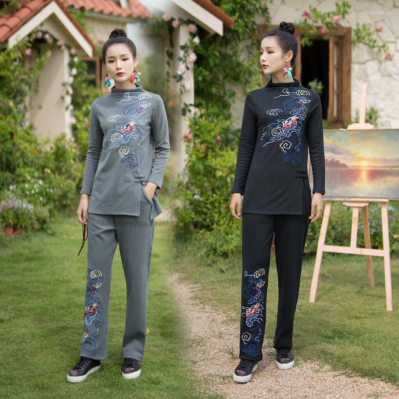 Ethnic Clothing 2022 Chinese Retro Two Pieces Set Harajuku Women National Dragon Embroidered Tops Pants Oriental Vintage Service Hanfu
Ethnic Clothing 2022 Chinese Retro Two Pieces Set Harajuku Women National Dragon Embroidered Tops Pants Oriental Vintage Service Hanfu