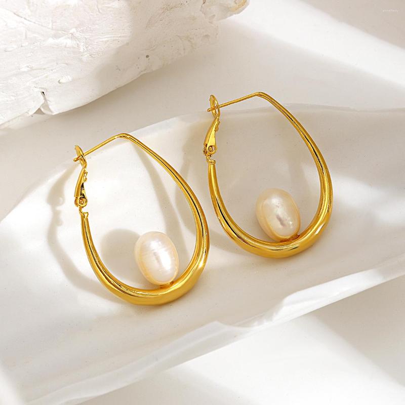Hoop Earrings AENSOA Vintage Gold Color Water Drop Geometric Elegant Freshwater Pearl Hoops For Women Statement Jewelry
Hoop Earrings AENSOA Vintage Gold Color Water Drop Geometric Elegant Freshwater Pearl Hoops For Women Statement Jewelry