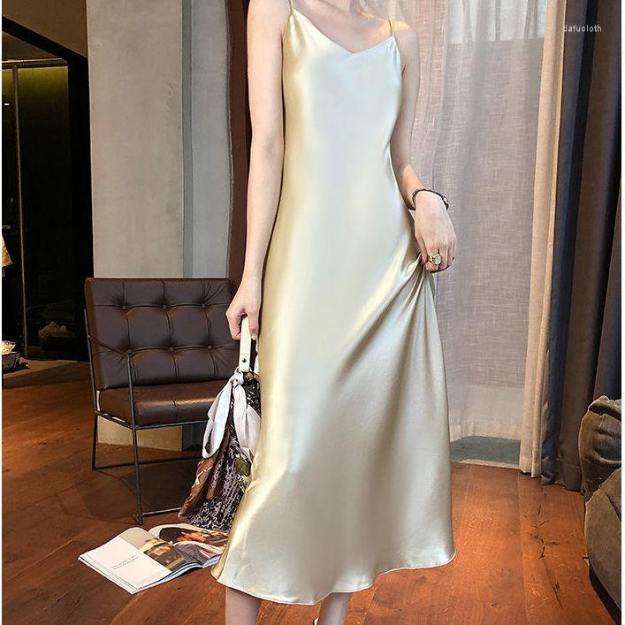 Casual Dresses Women A- Line Skirt Women' Pajamas 2022 Spring Summer Wear Sling Silk Dress Vestido De Mujer Femme Robe, Black
Casual Dresses Women A- Line Skirt Women' Pajamas 2022 Spring Summer Wear Sling Silk Dress Vestido De Mujer Femme Robe, Black