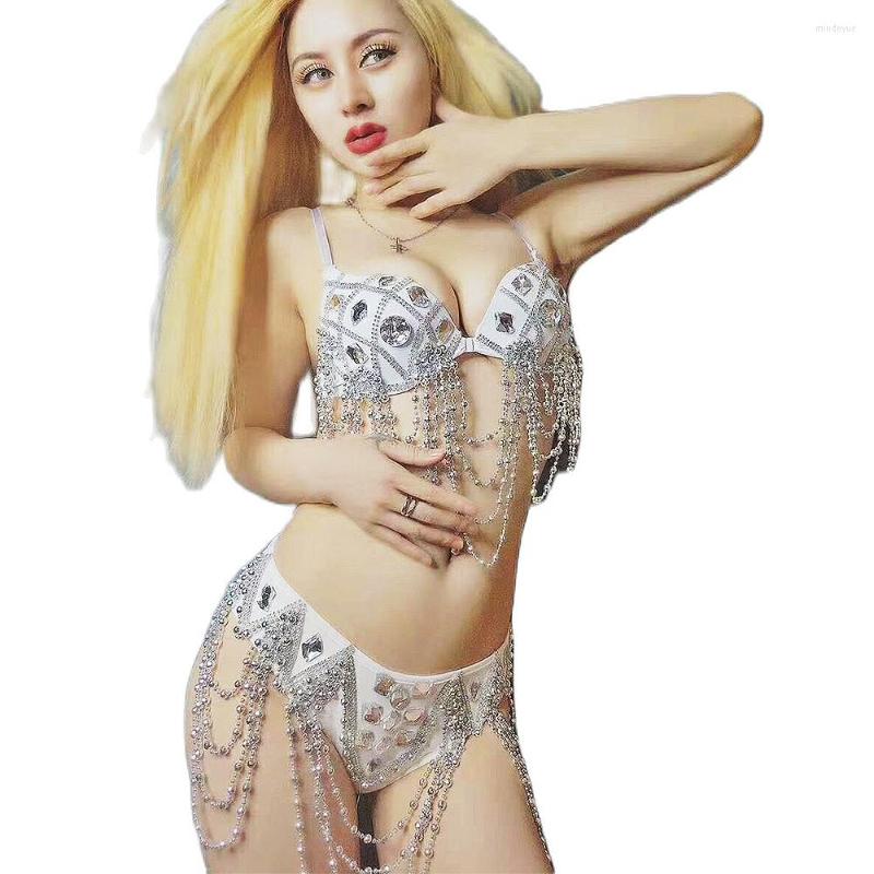Stage Wear Diamonds Chain Rhinestones Sexy Bikini Sets Shiny Costume For Women Embellished Beaded Party Evening Dance, Gold
Stage Wear Diamonds Chain Rhinestones Sexy Bikini Sets Shiny Costume For Women Embellished Beaded Party Evening Dance, Gold