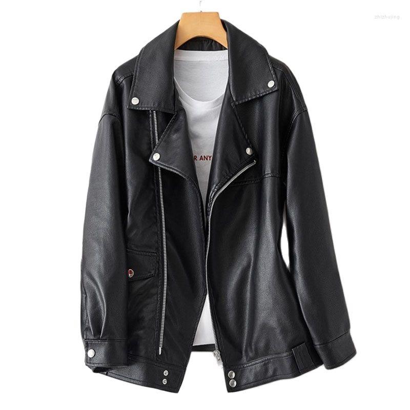 Women' Leather Faux Jacket Women Casual PU Loose Motorcycle Streetwear Overcoat Korean Style, Black
Women' Leather Faux Jacket Women Casual PU Loose Motorcycle Streetwear Overcoat Korean Style, Black