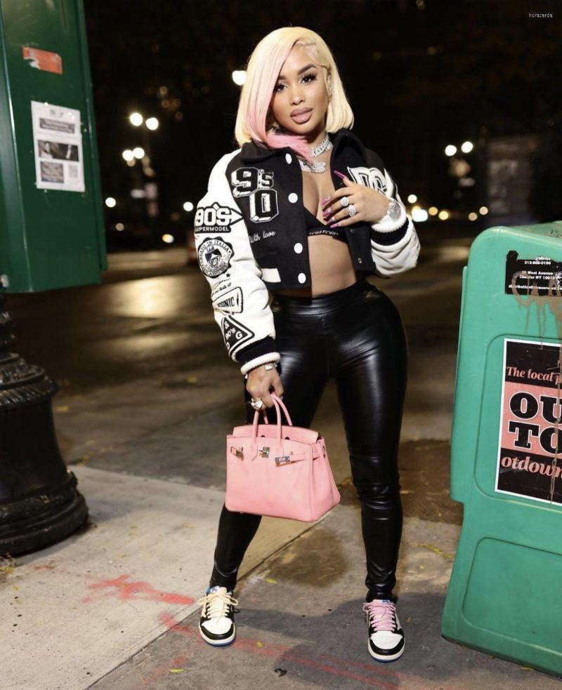 Women039s Jackets Fall Women Clothes Fashion Streetwear Button Woman Baseball Racer Letterman Jacket For Ladies
