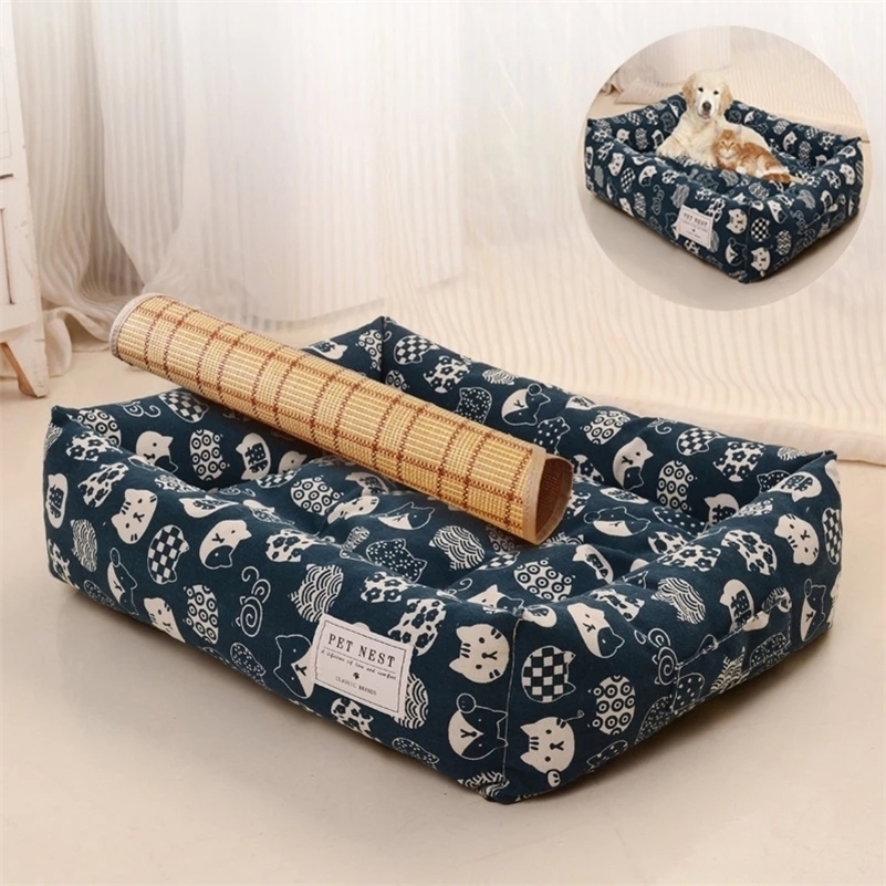 kennels pens Soft Sofa Dog Beds Warm Pet Mat for Puppy Cool Cushion Sleeping Nest Bed Removable Cozy Cat House Baskets Kennel 221108