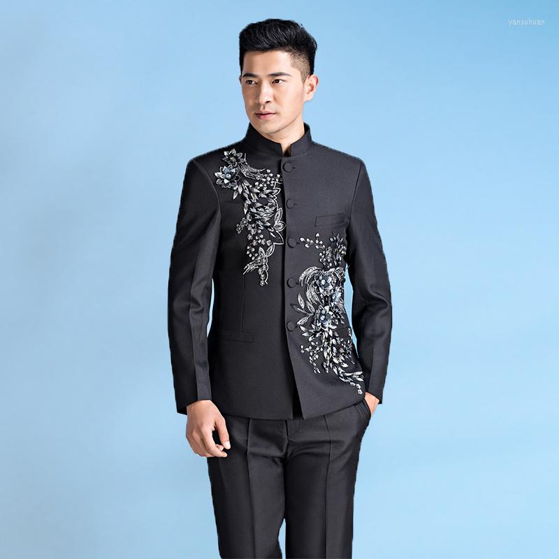 Men' Suits Chinese Tunic Suit Mens Stand Collar Blazers Sequins Three-dimensional Flower Slim Wedding Groom Wear Costume Homme Black White
Men' Suits Chinese Tunic Suit Mens Stand Collar Blazers Sequins Three-dimensional Flower Slim Wedding Groom Wear Costume Homme Black White