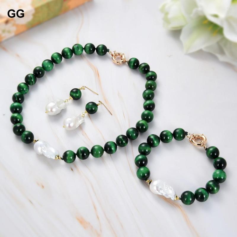 Pendant Necklaces GuaiGuai Jewelry 14mm Round Green Tiger Eye Cultured White Keshi Pearl Necklace 18.5" Earrings Bracelet Sets
Pendant Necklaces GuaiGuai Jewelry 14mm Round Green Tiger Eye Cultured White Keshi Pearl Necklace 18.5" Earrings Bracelet Sets