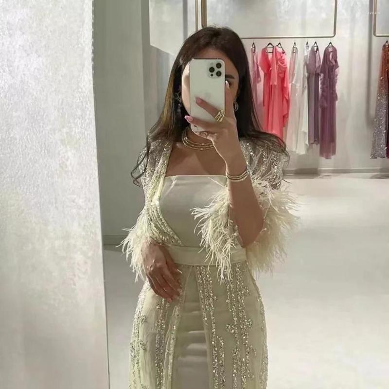 Party Dresses Serene Hill Beaded Feathers A Line Caftan Marocain Femme Evening Arabic With Jacket Gown For LA71759, Ivory
Party Dresses Serene Hill Beaded Feathers A Line Caftan Marocain Femme Evening Arabic With Jacket Gown For LA71759, Ivory