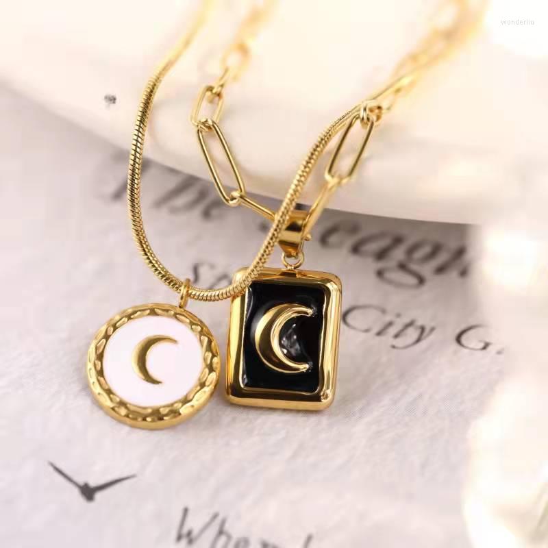 Pendant Necklaces Ins Simple Romantic Dripping Oil Moon Flower Stainless Steel Necklace Choker For Women Girl Party Jewelry Gift 2022 
Pendant Necklaces Ins Simple Romantic Dripping Oil Moon Flower Stainless Steel Necklace Choker For Women Girl Party Jewelry Gift 2022
