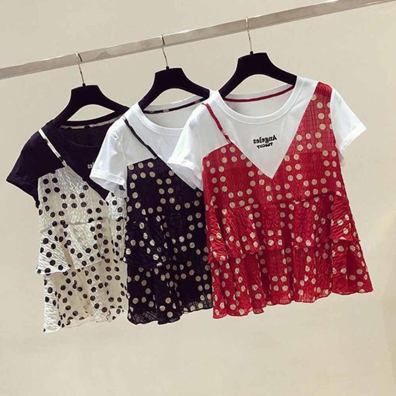 Women' T Shirts 2022 Summer Chiffon Stitching Short Sleeve Dots Printed T-shirt Female Top Women Tshirt Tops, Red
Women' T Shirts 2022 Summer Chiffon Stitching Short Sleeve Dots Printed T-shirt Female Top Women Tshirt Tops, Red