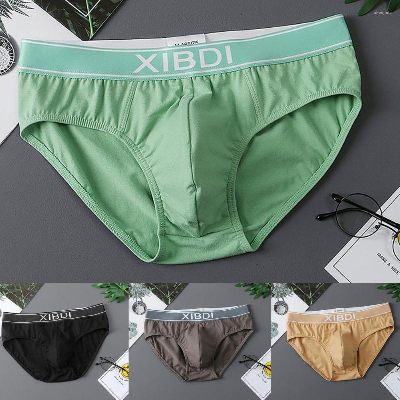 

Underpants Men's Underwear Soutong Men Briefs Solid Color U Convex Trendy Low Waist Stretchy Male Comfortable, Green