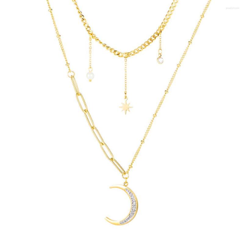 Chains Fashion Retro Star Moon Zircon Multi - Layer Necklace Titanium Steel Jewelry Woman Gift Not Fade Drop
Chains Fashion Retro Star Moon Zircon Multi - Layer Necklace Titanium Steel Jewelry Woman Gift Not Fade Drop