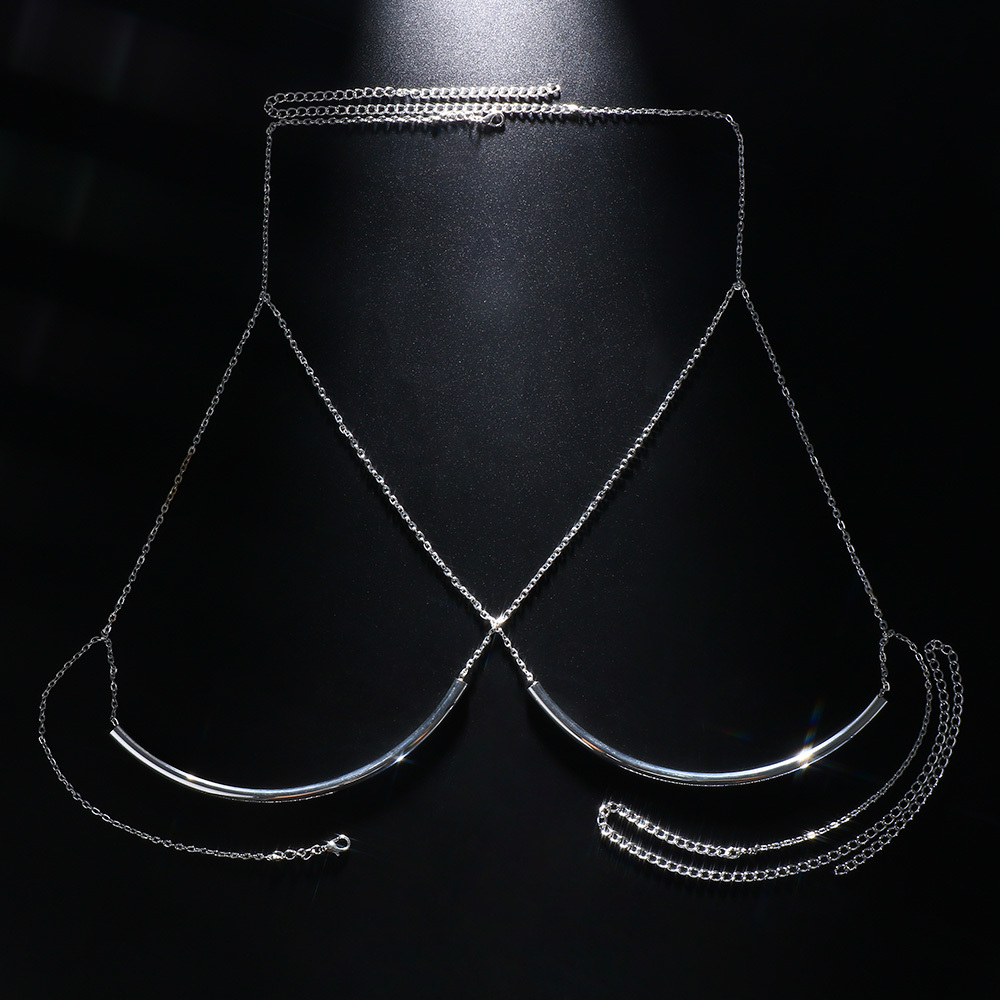 Navel Bell Button Rings Stonefans Beach Metal Chain Chest Bracket Bra Clothing for Women Sexy Harness Bikini Body Necklace Festival Jewelry Gift 22110