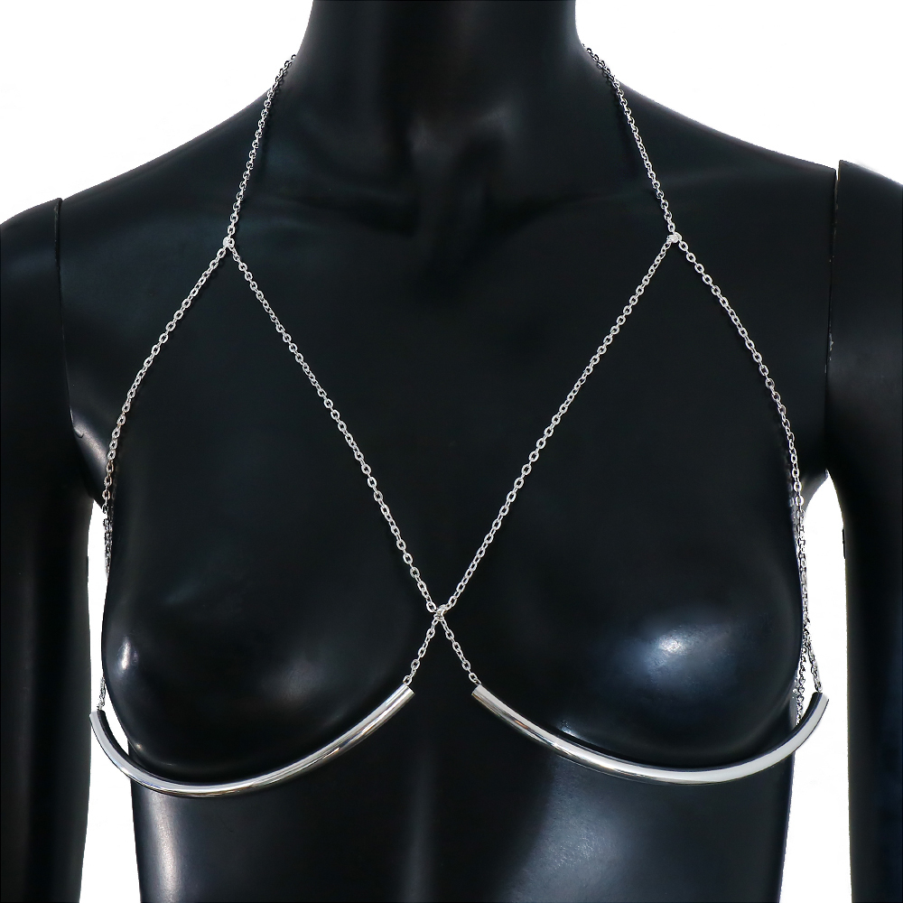 Navel Bell Button Rings Stonefans Beach Metal Chain Chest Bracket Bra Clothing for Women Sexy Harness Bikini Body Necklace Festival Jewelry Gift 22110
