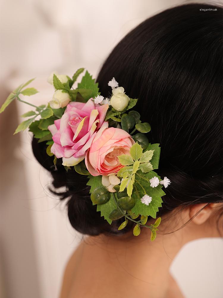 Headpieces Flower Headdress Pink Rose Leaf Female Glamour Bridal Hair Accessories Women Wedding Comb
Headpieces Flower Headdress Pink Rose Leaf Female Glamour Bridal Hair Accessories Women Wedding Comb