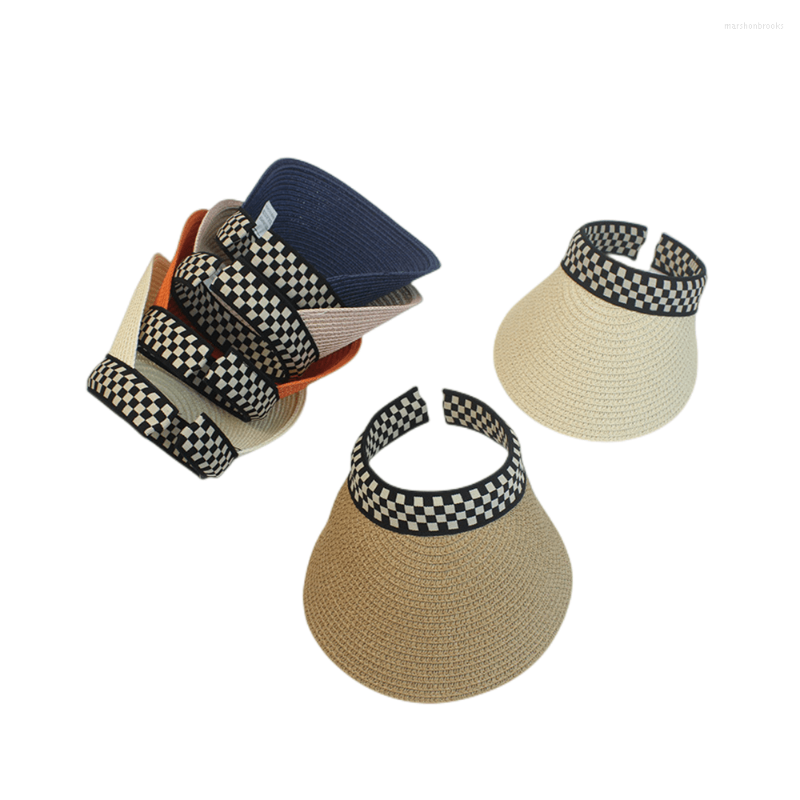Berets Ins Empty Top Hat Women Summer Black White Checkerboard Headband Hats Female Big Brim Straw Caps Sunshade Sun Pamama
Berets Ins Empty Top Hat Women Summer Black White Checkerboard Headband Hats Female Big Brim Straw Caps Sunshade Sun Pamama
