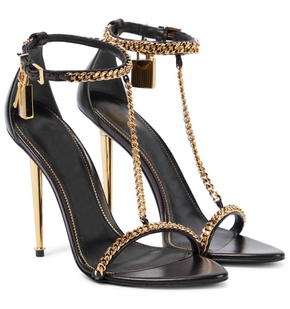 Top Luxury Tomfords Women Sandals Shoes Gold Chain Lin Padlock Pointy Naked High Heels Lady Gladiator Sandalias Party Wedding EU35-43 With Box
Top Luxury Tomfords Women Sandals Shoes Gold Chain Lin Padlock Pointy Naked High Heels Lady Gladiator Sandalias Party Wedding EU35-43 With Box