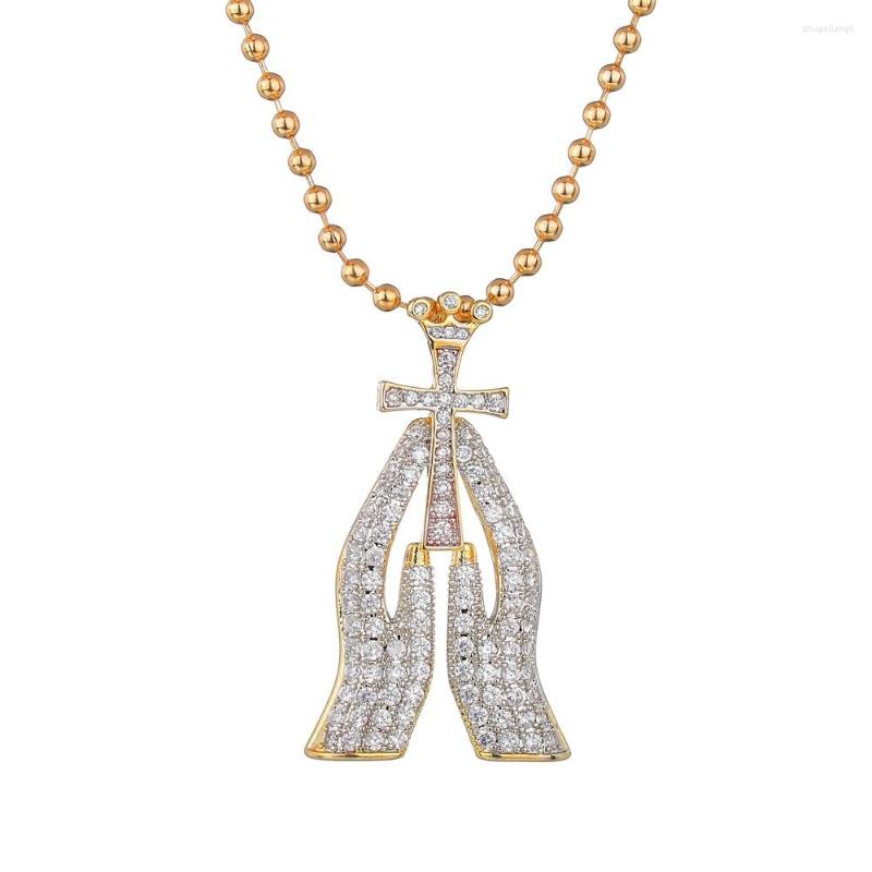 Pendant Necklaces Hip Hop Cubic Zircon Bling Iced Out Gold Cross Prayer Hand Pendants Necklace For Men Women Rapper Jewelry Drop
Pendant Necklaces Hip Hop Cubic Zircon Bling Iced Out Gold Cross Prayer Hand Pendants Necklace For Men Women Rapper Jewelry Drop