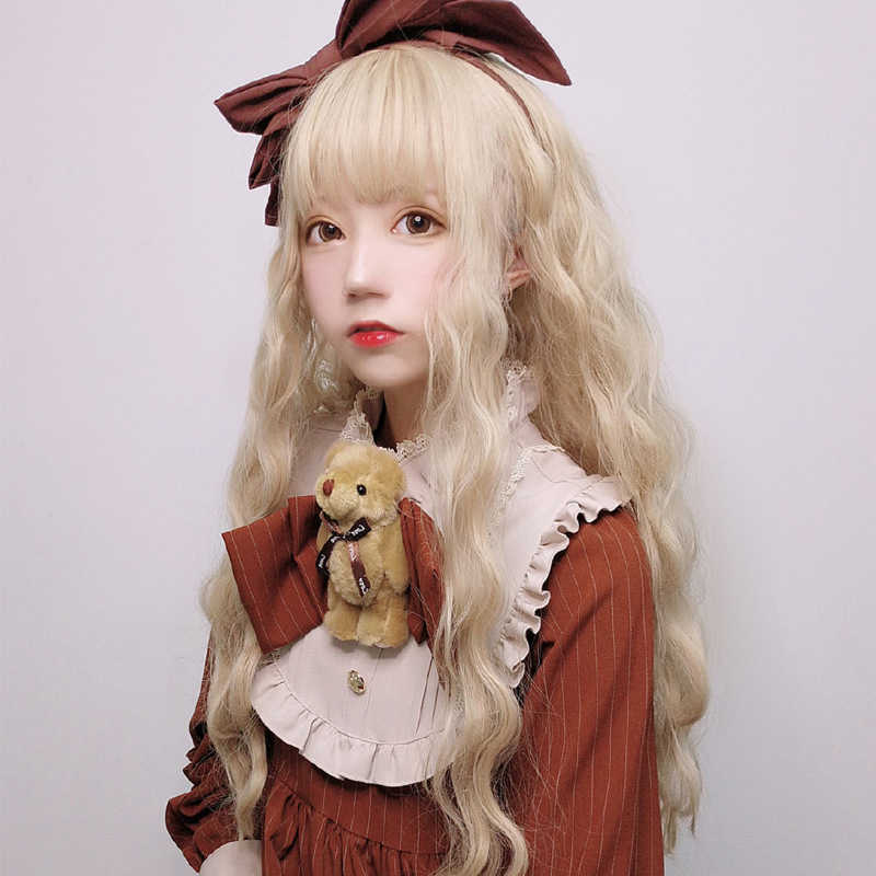 Hair Lace Wigs Wig Female Wool Curl Air Bangs Corn Perm Small Wave Long Curly Hair ita Headgear, Black
Hair Lace Wigs Wig Female Wool Curl Air Bangs Corn Perm Small Wave Long Curly Hair ita Headgear, Black