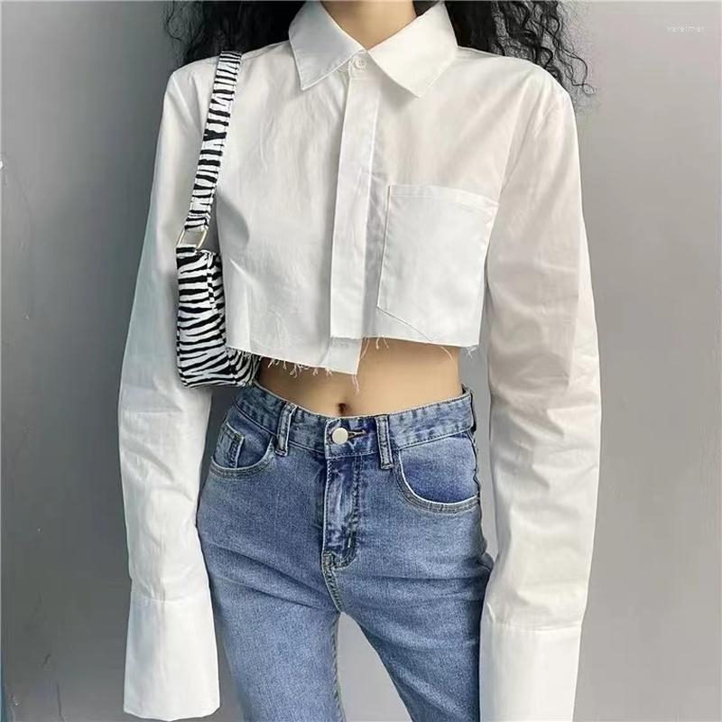Women' Blouses 2022 Y2K Irregular Cropped Shirt Top Women Sexy Korean Streetwear Casual Lapel Pocket Patchwork Long Sleeve White
Women' Blouses 2022 Y2K Irregular Cropped Shirt Top Women Sexy Korean Streetwear Casual Lapel Pocket Patchwork Long Sleeve White
