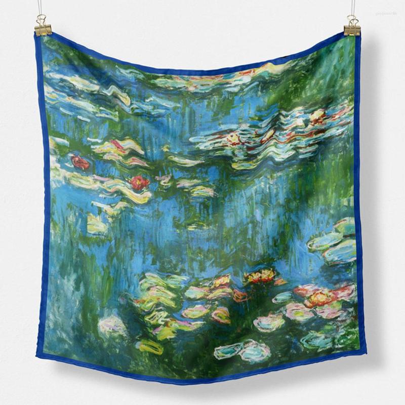 Scarves Twill Silk Scarf Women Bandana Neckerchief Small Hijab Foulards Lady Tie Hair Headband Water Lily Oil Painting
Scarves Twill Silk Scarf Women Bandana Neckerchief Small Hijab Foulards Lady Tie Hair Headband Water Lily Oil Painting