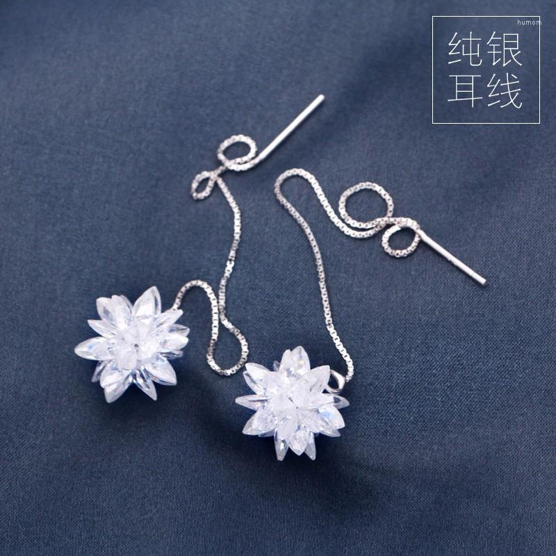 Dangle Earrings Real. 925 STERLING SILVER Jewelry Pull Through Flower Chain Threader Long GTLE279
Dangle Earrings Real. 925 STERLING SILVER Jewelry Pull Through Flower Chain Threader Long GTLE279