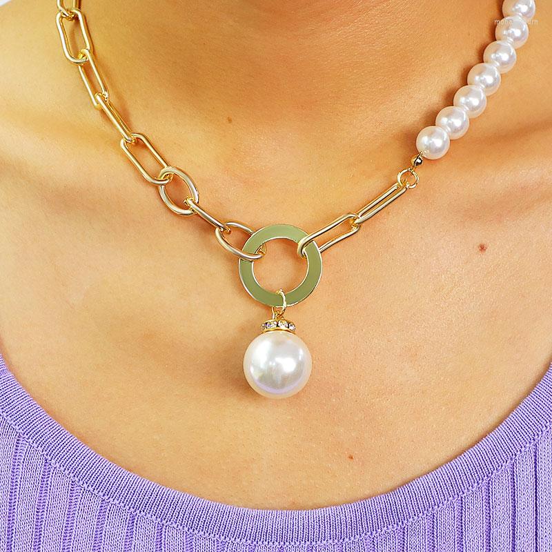 Chains KOMi Trendy Asymmetrical Necklaces Womens Hiphop Rock Link Chain Pearl Stitching Alloy Pendant Jewelry For Women
Chains KOMi Trendy Asymmetrical Necklaces Womens Hiphop Rock Link Chain Pearl Stitching Alloy Pendant Jewelry For Women