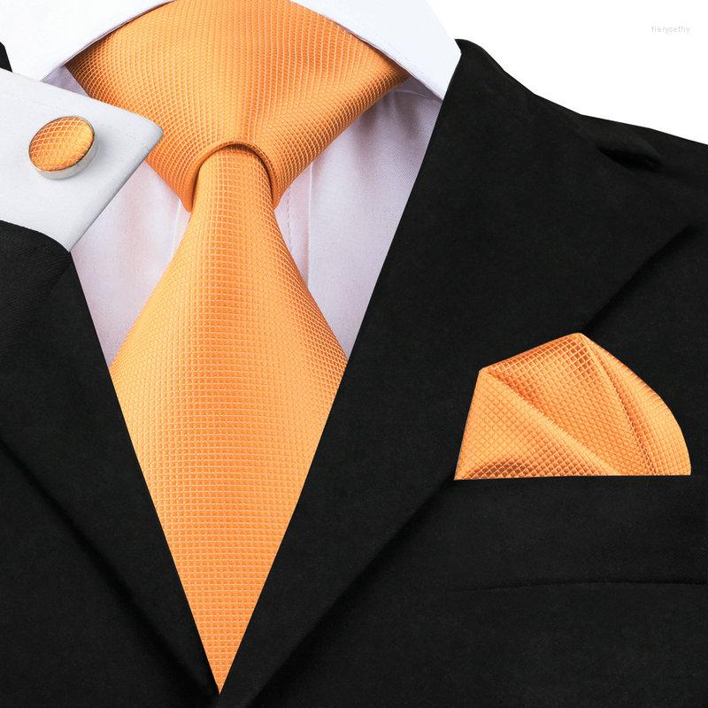 

Bow Ties SN-356 Orange Novelty Tie Hanky Cufflinks Sets Men's Silk For Men Formal Wedding Party Groom
